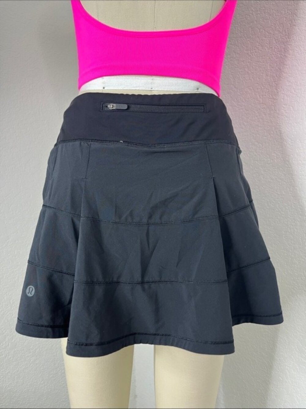 Lululemon Pace Rival Skirt II Black Pleated Biker Shorts